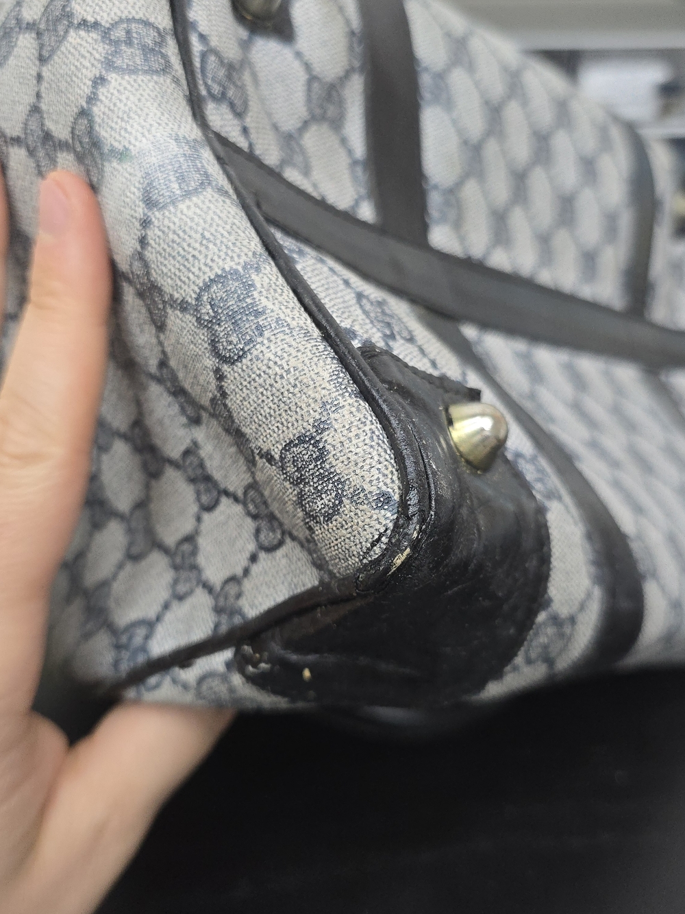 Gucci Monogram Boston Bag in Tan and Black - Picture 9 of 13